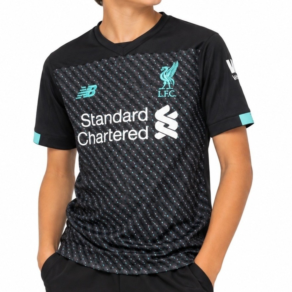 New Balance kids boy Liverpool FC Black Jersey Size L 2019-20 Third Soccer Shirt